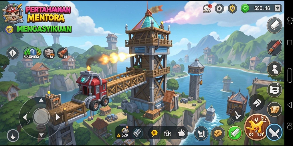 Tampilan gameplay menegangkan game Tower Defense 5ZK.
