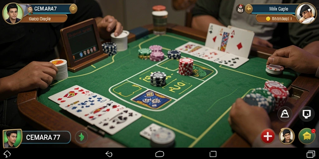 Tampilan gameplay Gaple yang mendebarkan di CEMARA77.