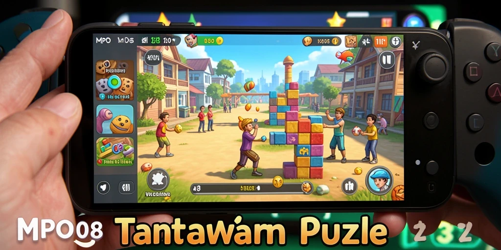 Screenshot menampilkan gameplay seru di MPO08 dengan teka-teki yang menantang.